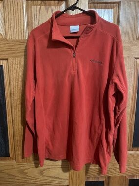Columbia Men's Orange Red Quarter-Zip Fleece Pullover